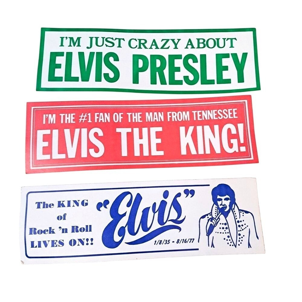 Elvis Presley Bumper Sticker Set 1970s Unused‎ Vintage Rock n Roll King